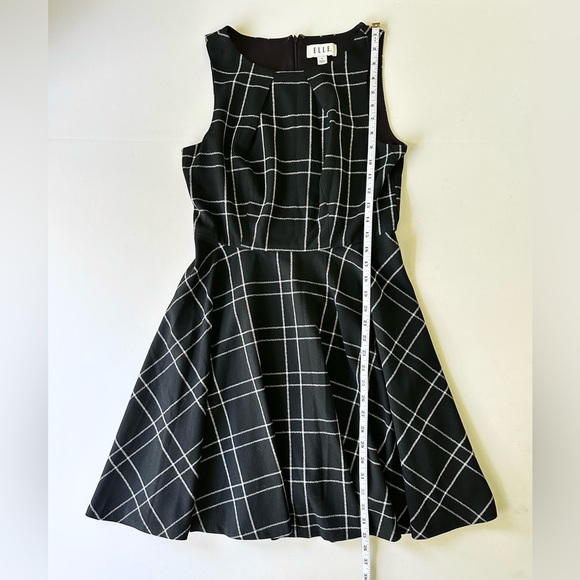 Elle Black Check Plaid Sleeveless Fit and Flare Dress - Picture 12 of 14